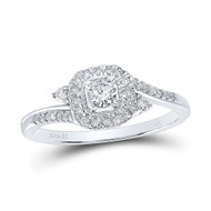 10K White Gold Genuine Diamond Women's Bypass Square Halo Promise Ring 1/3 CT