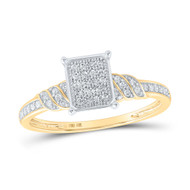 10K Yellow Gold Diamond Women's Braided Shank & Rectangle Cocktail Ring 1/6 CT
