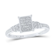 10K White Gold Diamond Women's Braided Shank & Rectangle Cocktail Ring 1/6 CT