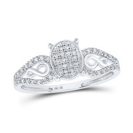10K White Gold Genuine Diamond Womens Infinity & Oval Halo Cocktail Ring 1/6 CT