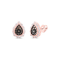 10K Rose Gold Brown Diamond Women's Cluster Teardrop Halo Stud Earrings 3/8 CT