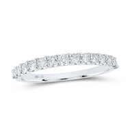 14K White Gold Real Prong Set Diamond 1 Row Wedding Band Anniversary Ring 1/2 CT