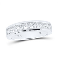 14K White Gold Round SI Diamond Single Row Wedding Band Anniversary Ring 7/8 CT
