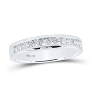 14K White Gold Round Diamond Single Row Wedding Band Anniversary Ring 1/2 CT