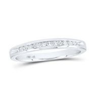 14K White Gold Round Diamond Single Row Wedding Band Anniversary Ring 1/6 CT