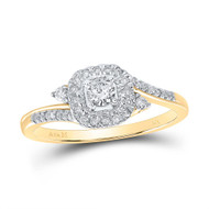 10K Yellow Gold Genuine Diamond Women's Bypass Square Halo Promise Ring 1/3 CT