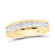 14K Yellow Gold Round SI Diamond Single Row Wedding Band Anniversary Ring 7/8 CT