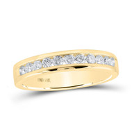 14K Yellow Gold Round Diamond Single Row Wedding Band Anniversary Ring 1/2 CT