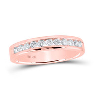 14K Rose Gold Round Diamond Single Row Wedding Band Anniversary Ring 1/2 CT