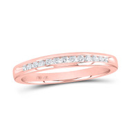 14K Rose Gold Round Diamond Single Row Wedding Band Anniversary Ring 1/6 CT