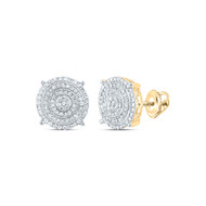 10K Yellow Gold Round Diamond Cluster Round Stud Earrings 1/2 CT.