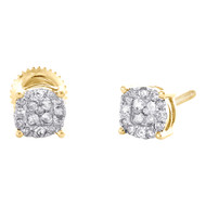 10K Yellow Gold Real Diamond Unisex 5.5mm 4 Prong Round Stud Earrings 1/4 CT