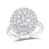 10K White Gold Genuine Diamond Women's Domed Double Round Halo Ring 1.88 CT