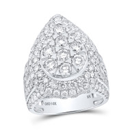 14K White Gold Genuine Diamond Women's Double Teardrop Halo Cocktail Ring 4 CT