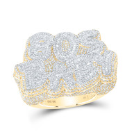 10K Yellow Gold Round & Baguette Diamond 80's Baby Statement Pinky Ring 6.25 CT.