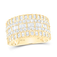 10K Yellow Gold Real Baguette Diamond Bar Wedding Band Anniversary Ring 1.38 CT