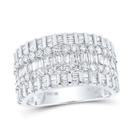 10K White Gold Real Baguette Diamond Bar Wedding Band Anniversary Ring 1.38 CT