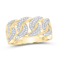 10K Yellow Gold Round Diamond Miami Cuban Link Pinky Ring Statement Band 1/2 CT.