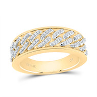 14K Yellow Gold Diamond Miami Cuban Link 8mm Statement Wedding Band Ring 1/4 CT.