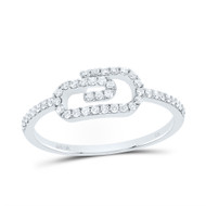 10K White Gold Genuine Round Cut Diamond Women's Paper Clip Right Hand Statement Ring 1/5 Ct.