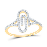 10K Yellow Gold Round Diamond Paper Clip Right Hand Fashion Ring 1/3 CT.