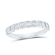 14K White Gold Emerald Cut Diamond Octagon Anniversary Wedding Band Ring 5/8 CT.