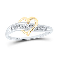 10K White Gold Genuine Round Diamond Women's Passthrough Open Heart Ring 1/20 CT
