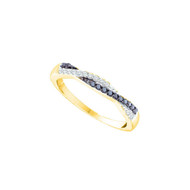 14K Yellow Gold Genuine Black Diamond Women's Braided Crossover Band Ring 1/4 CT