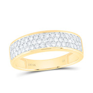 10K Yellow Gold Genuine Diamond Womens Pave Wedding Band Anniversary Ring 1/2 CT