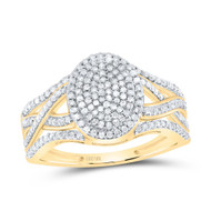 10K Yellow Gold Round Diamond Women's Twisted Cluster Oval Cocktail Ring 1/2 CT