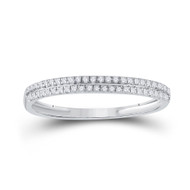 10K White Gold Diamond Double Row Wedding Band Slender Anniversary Ring 1/6 CT