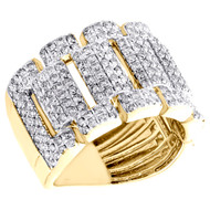 10K Yellow Gold Round Diamond Jubilee Pinky Ring 15mm Statement Pave Band 2.4 CT