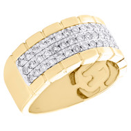 10K Yellow Gold Round Diamond Men's Faceted Wedding Band Anniversary Ring 1 CT