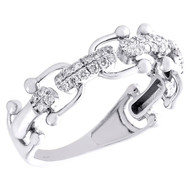 14K White Gold Round Diamond Fancy Statement Right Hand Ring 6mm Band 1/4 CT.