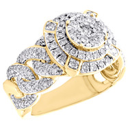 10K Yellow Gold Round Diamond Miami Cuban 14mm Pinky Ring Statement Band 1.50 CT