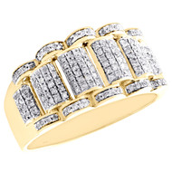 10K Yellow Gold Round Diamond Jubilee Pinky Ring 11mm Statement Pave Band 1/2 CT