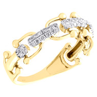 14K Yellow Gold Round Diamond Fancy Statement Right Hand Ring 6mm Band 1/4 CT.