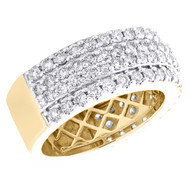 10K Yellow Gold Diamond Men's 4 Row Tiered Wedding Band Anniversary Ring 3 CT