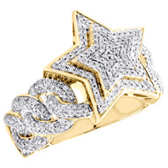 10K Yellow Gold Round Diamond Super Star Statement 17mm Pinky Ring Band 3/4 CT.