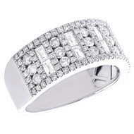 10K White Gold Baguette Diamond Men's 9.5mm Bar Wedding Anniversary Band 1.85 CT