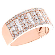 10K Rose Gold Baguette Diamond Men's 9.5mm Bar Wedding Anniversary Band 1.85 CT