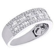 10K White Gold Baguette Diamond Men's 7mm Bar Wedding Anniversary Band 1.20 CT