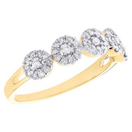 10K Yellow Gold Diamond Women Circle Halo Cocktail Ring Anniversary Band 0.40 CT