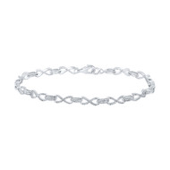 925 Sterling Silver Diamond 5mm Bar & Infinity Link Tennis Bracelet 1/20 CT | 7"