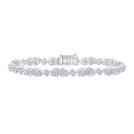 925 Sterling Silver Diamond 5mm Swirling S Link Fancy Tennis 7" Bracelet 1/3 CT