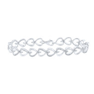Sterling Silver Diamond 6mm Swirling Heart Link Tennis Bracelet 7.25" | 1/20 CT