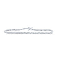 925 Sterling Silver Diamond 3mm Fanuk Set 1 Row Tennis Link Bracelet 3/8 CT | 7"