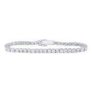 925 Sterling Silver Real Diamond 5mm Fanuk 1 Row Tennis Link Bracelet 1 CT | 7"
