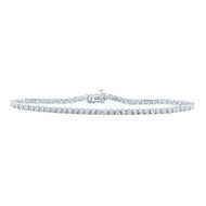 Sterling Silver Real Diamond 4mm 1 Row Fanuk Round Tennis Bracelet 1/3 CT | 7"