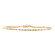 925 Gold Plated Real Diamond 4mm 1 Row Fanuk Round Tennis Bracelet 1/3 CT | 7"